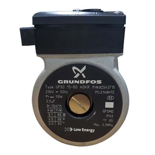 SİRKÜLASYON POMPASI GRUNDFOS UPS 15-60 P1 MAX: 110W 3 DEVİR MOLEX