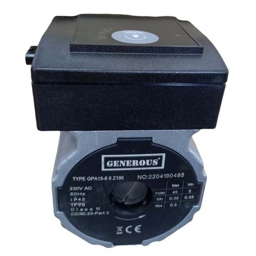 SİRKÜLASYON POMPASI GENEROUS DEMİRDÖKÜM ATROMIX ECA PREMIX PROTHERM GPA15-6 II Z195 MAX.45W MOTOR