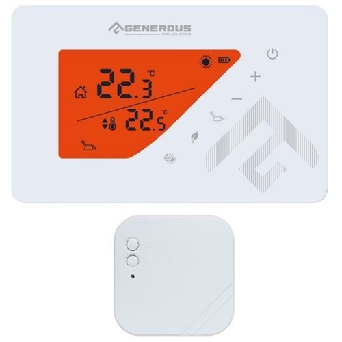 GENEROUS ODA TERMOSTATI KABLOSUZ RF PROGRAMLI FON ISIKLI DOKUNMATİK BEYAZ
